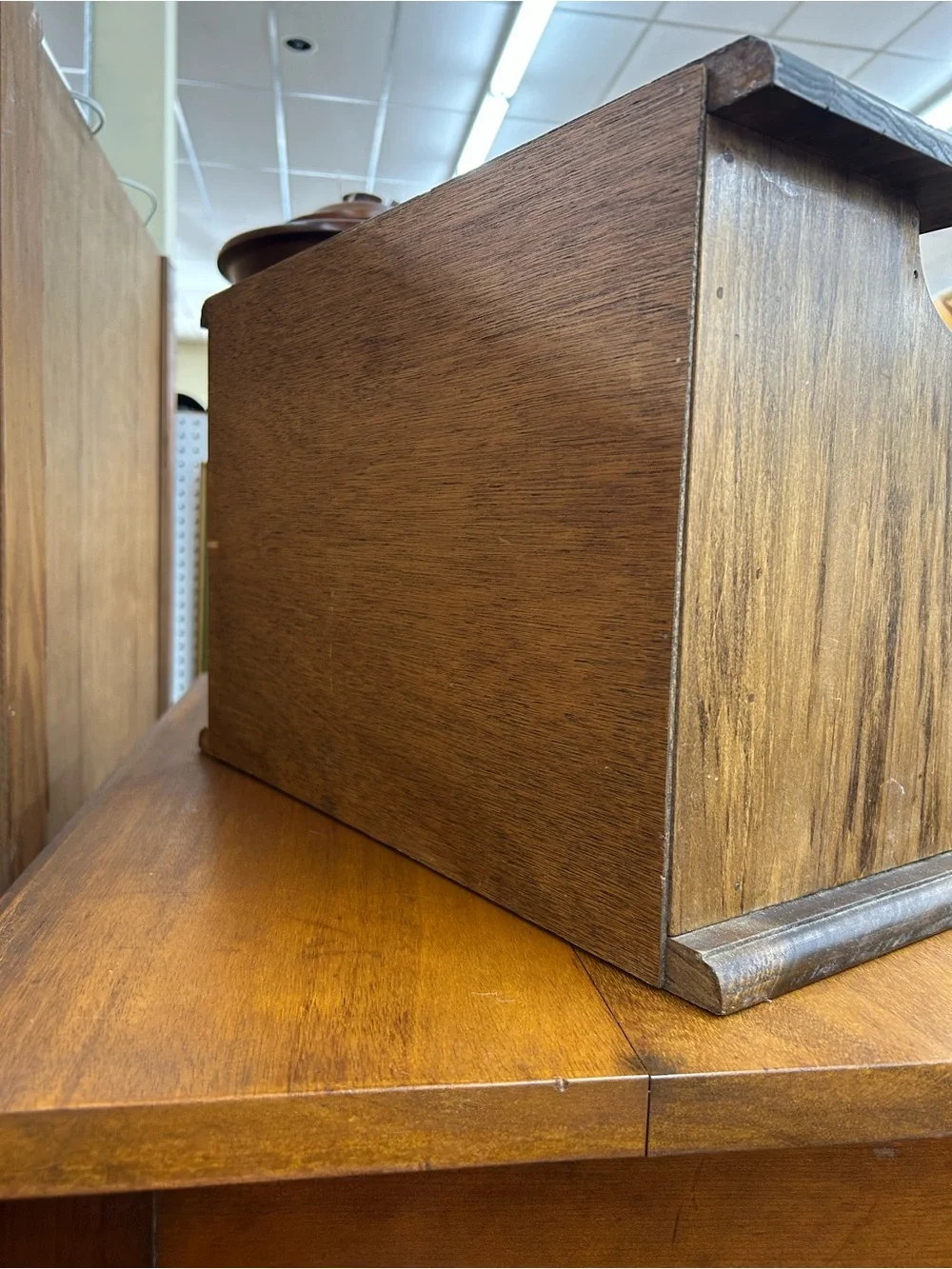 Vintage Wooden Roll-Top Bread Box